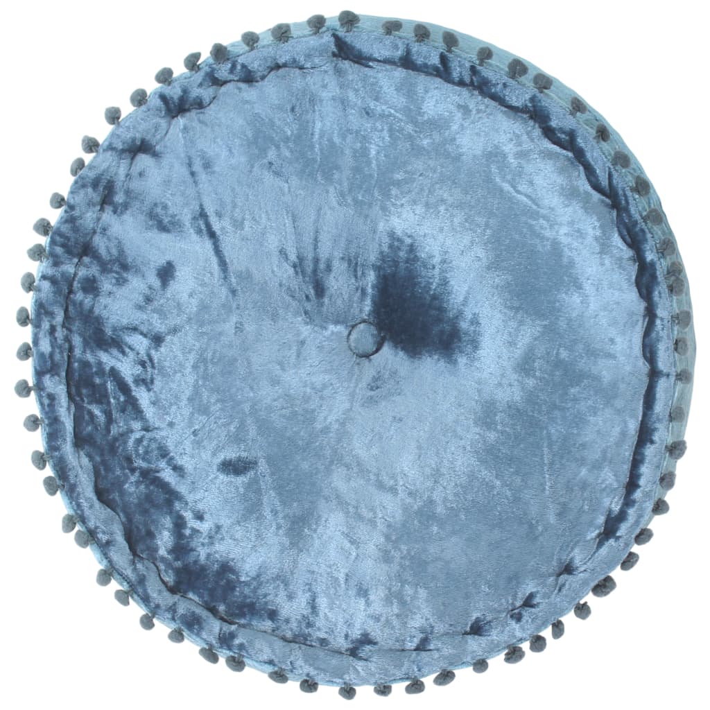 Pouf Rond Velours 40x20 cm Bleu - XIOS