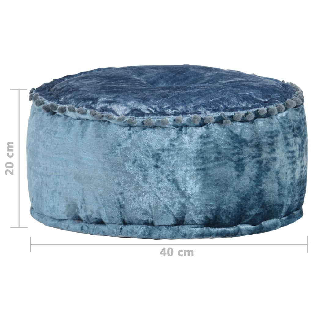Pouf Rond Velours 40x20 cm Bleu - XIOS