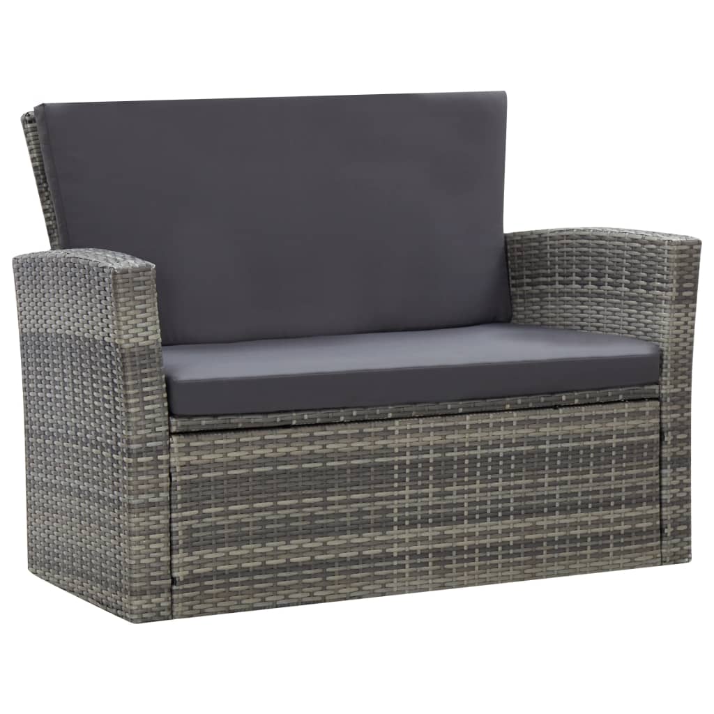 Salon de jardin 4 pcs avec coussins résine tressée gris - XIOS