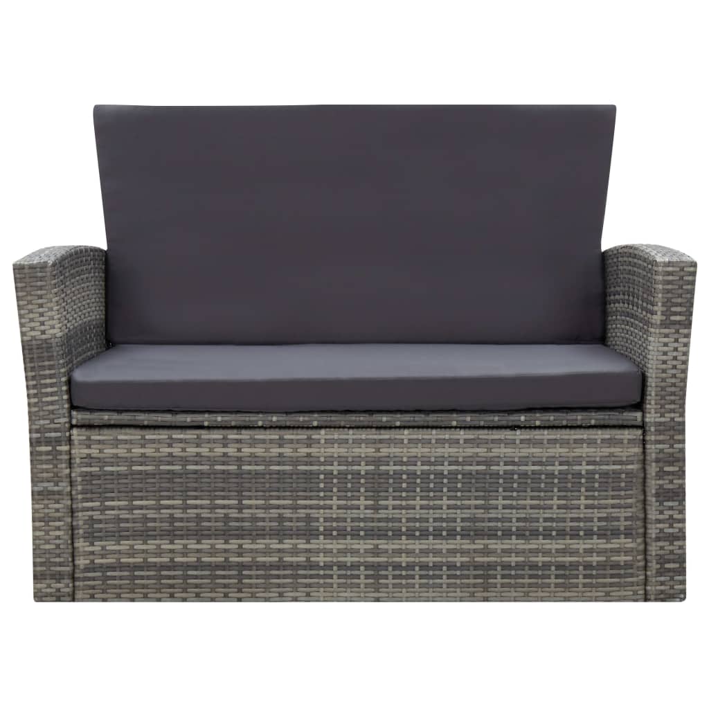Salon de jardin 4 pcs avec coussins résine tressée gris - XIOS