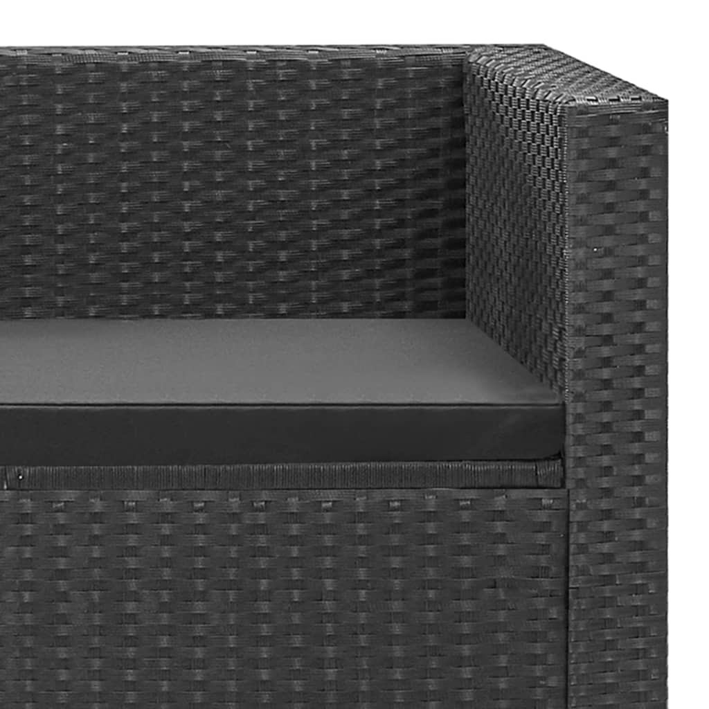 Salon de jardin 4 pcs Noir avec coussins Résine tressée