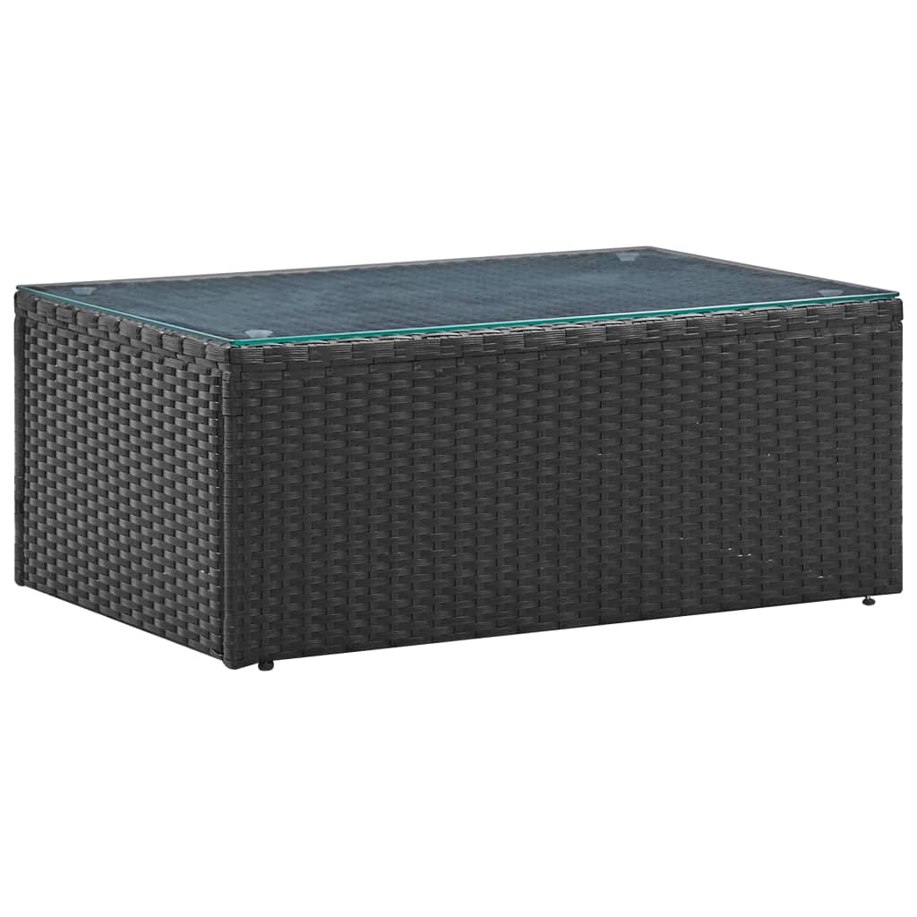 Salon de jardin 4 pcs Noir avec coussins Résine tressée