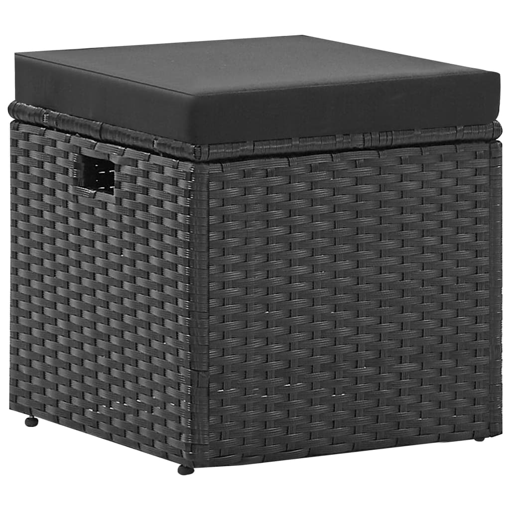 Salon de jardin 4 pcs Noir avec coussins Résine tressée