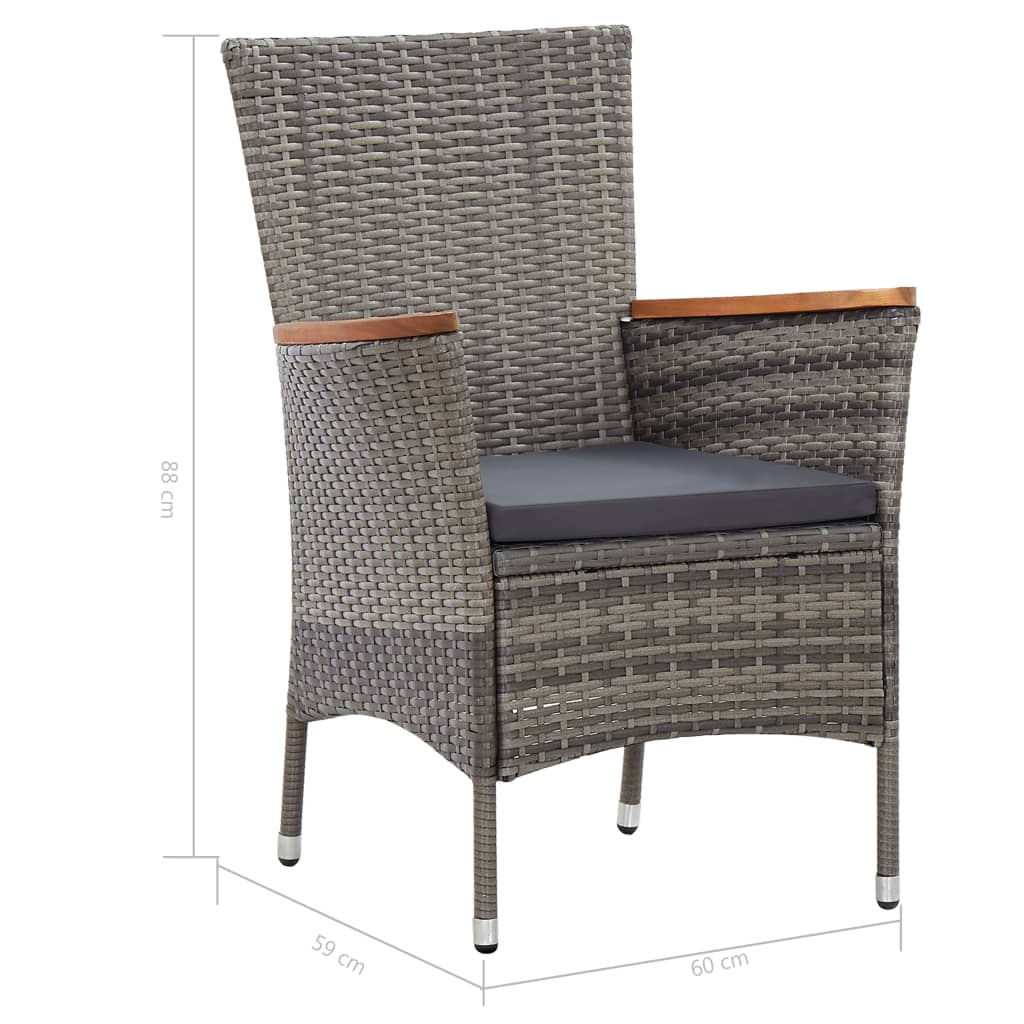 Ensemble à manger de jardin coussins 5pcs Résine tressée Gris - XIOS