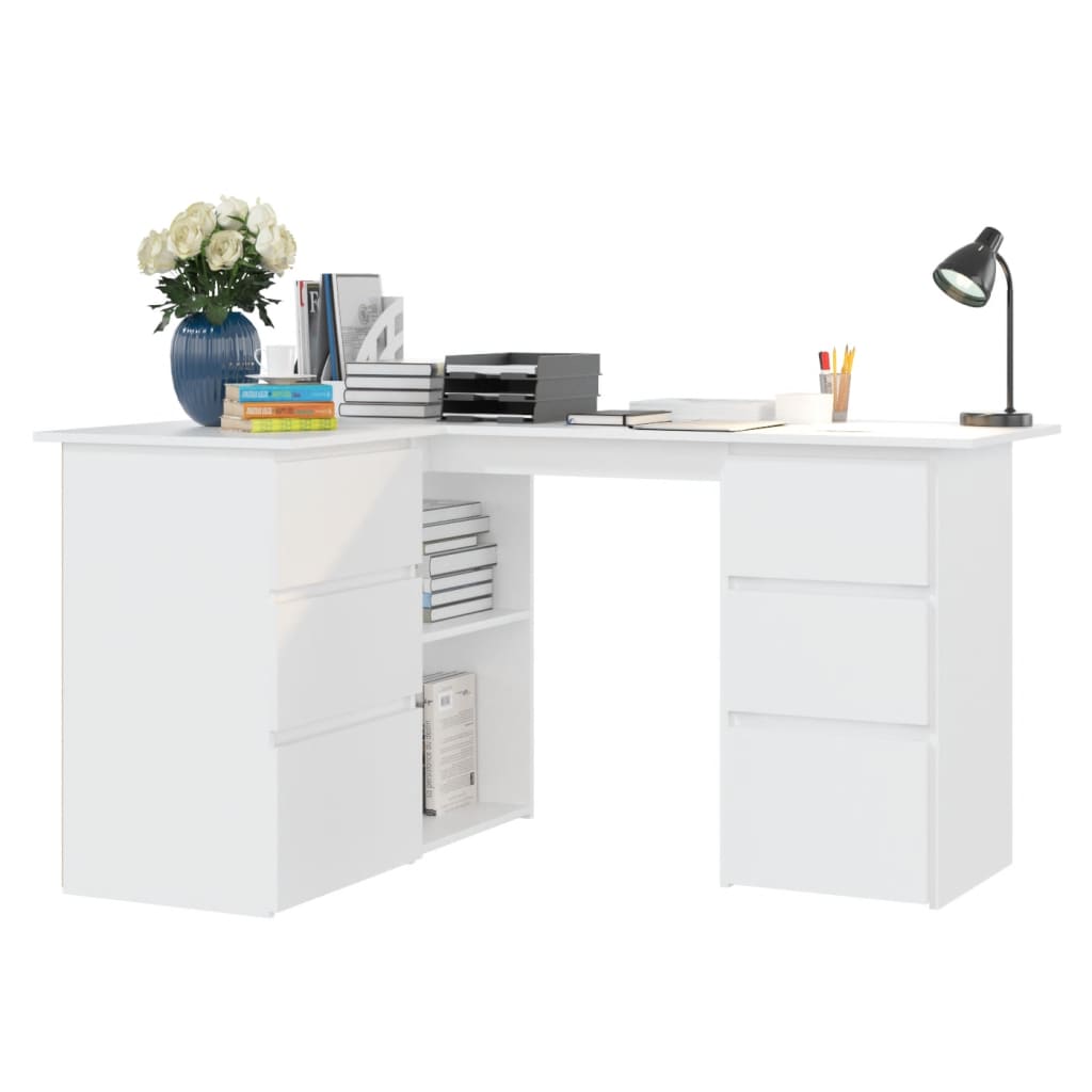 Bureau d'angle Blanc 145x100x76 cm Bois d'ingénierie - XIOS