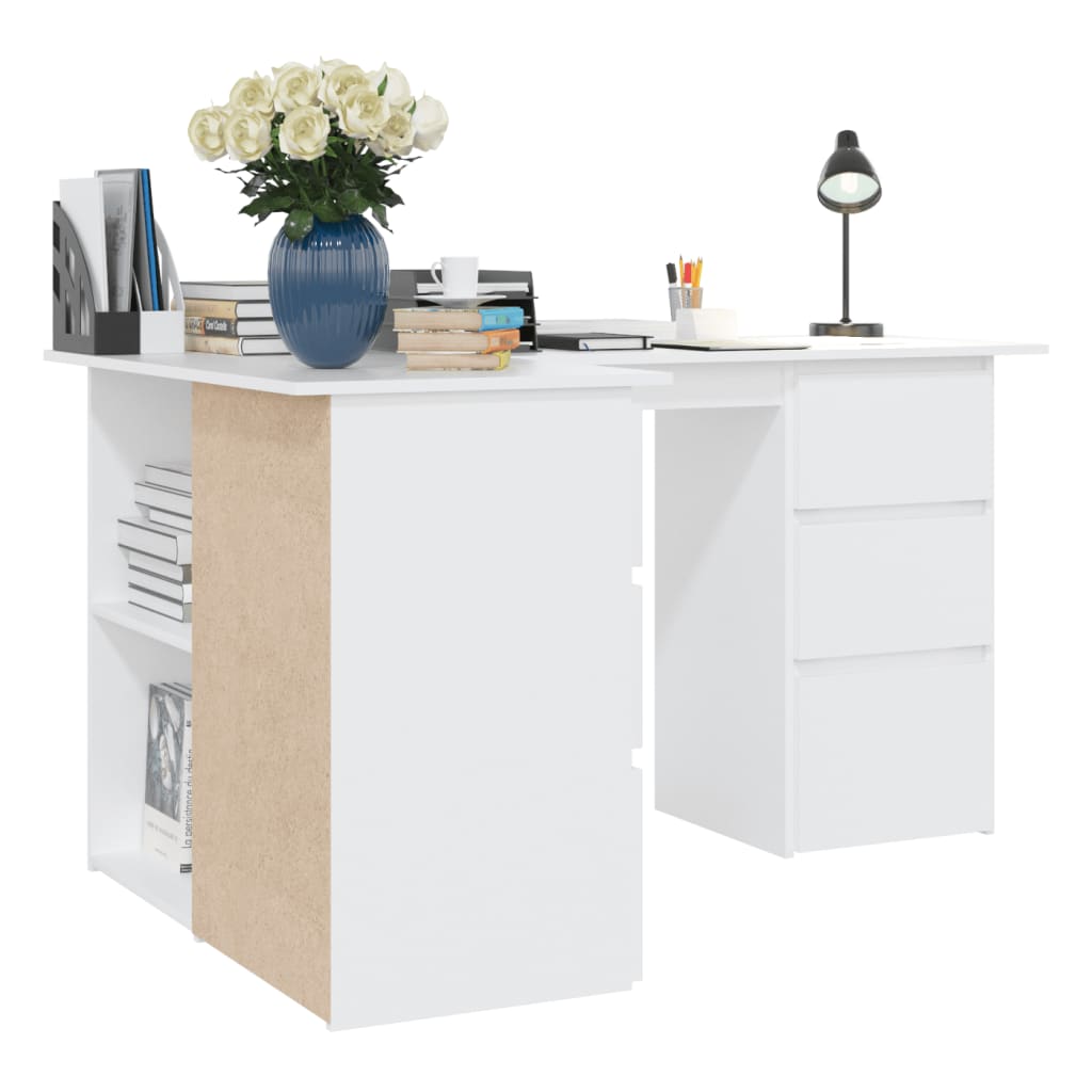 Bureau d'angle Blanc 145x100x76 cm Bois d'ingénierie - XIOS