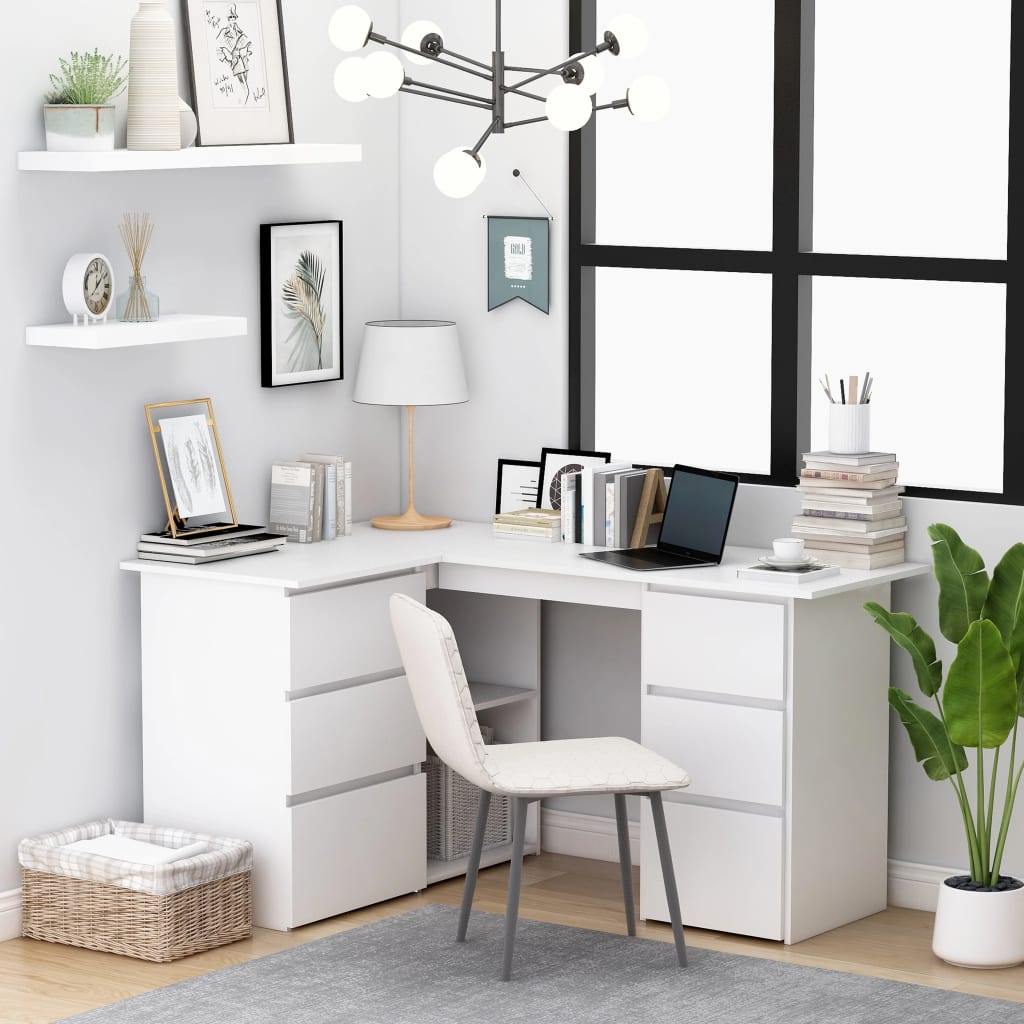 Bureau d'angle Blanc 145x100x76 cm Bois d'ingénierie - XIOS