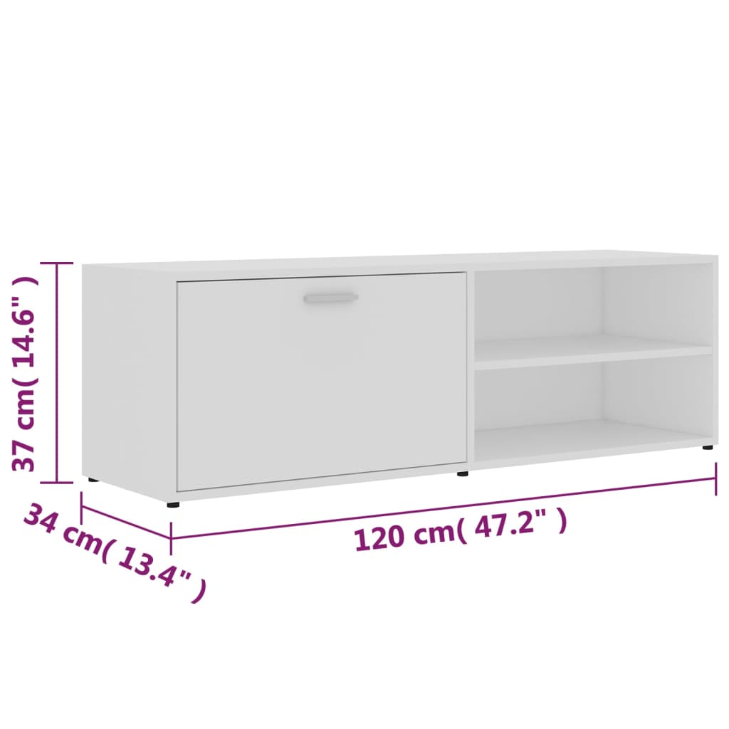 Meuble TV Blanc 120x34x37 cm Bois d'ingénierie - XIOS