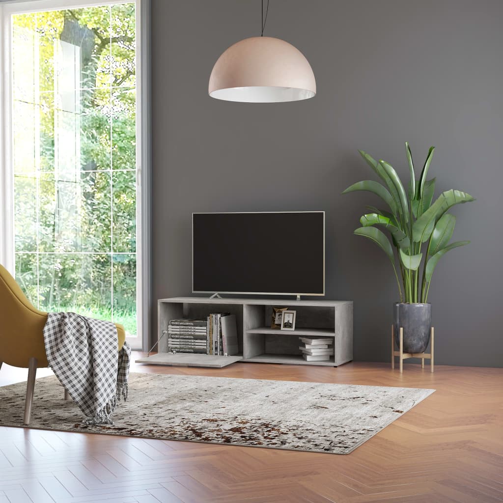 Meuble TV Gris béton 120x34x37 cm Bois d’ingénierie - XIOS