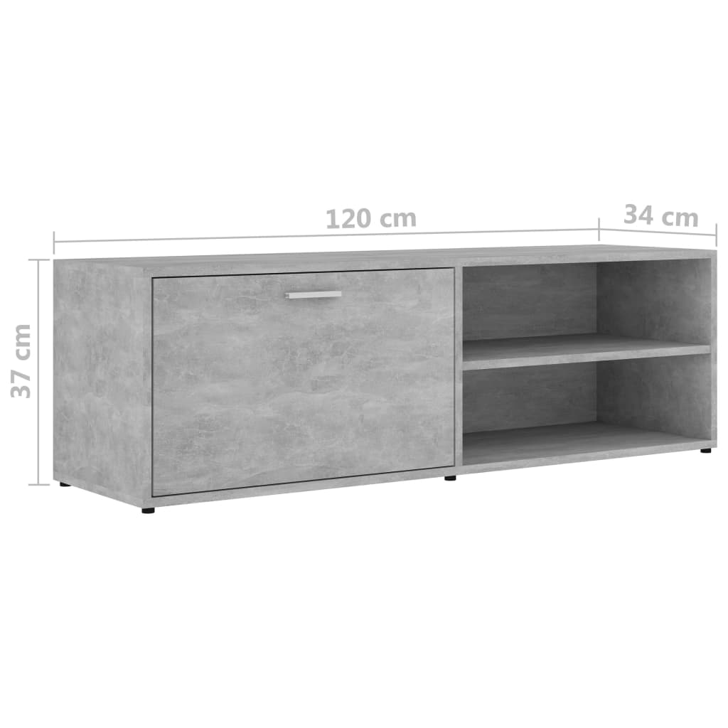 Meuble TV Gris béton 120x34x37 cm Bois d’ingénierie - XIOS