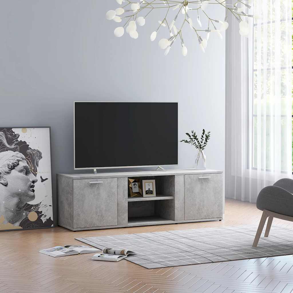 Meuble TV Gris béton 120x34x37 cm Bois d’ingénierie - XIOS