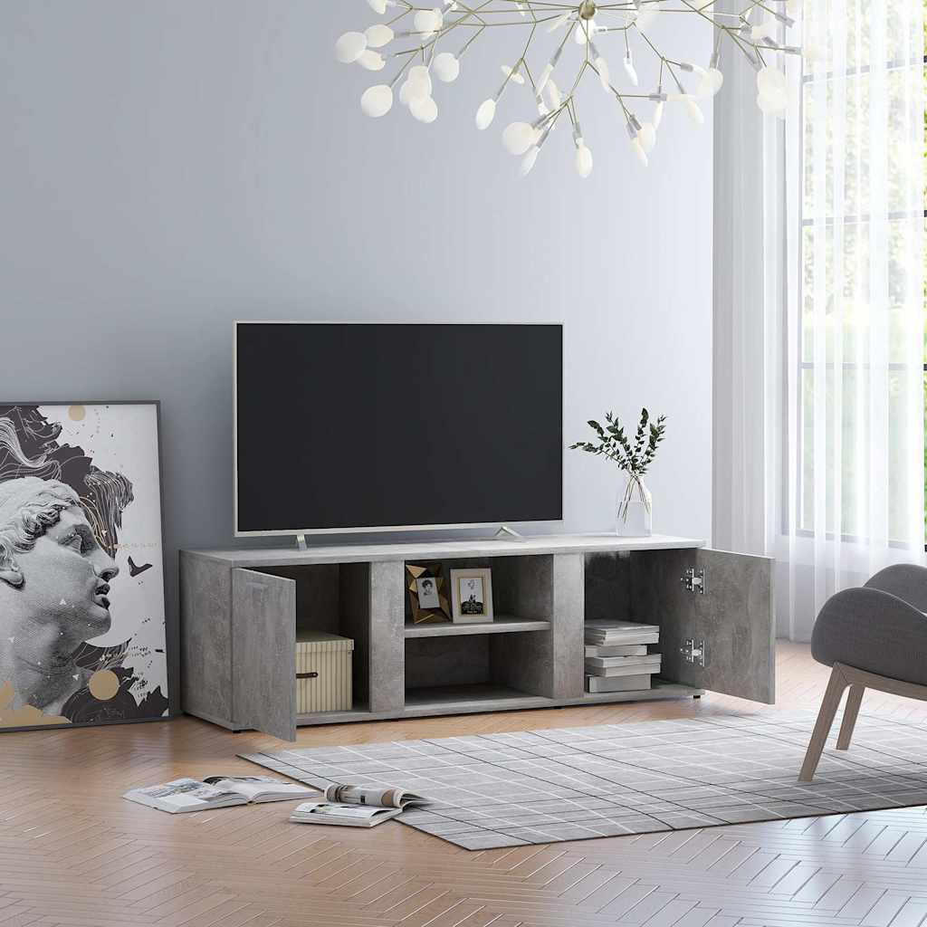 Meuble TV Gris béton 120x34x37 cm Bois d’ingénierie - XIOS