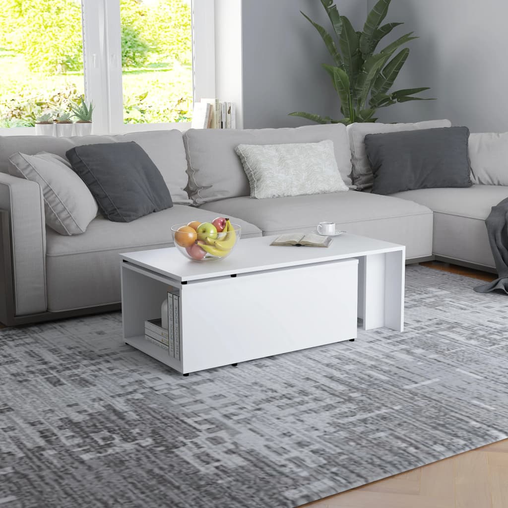 Table basse Blanc 150x50x35 cm Bois d'ingénierie - XIOS