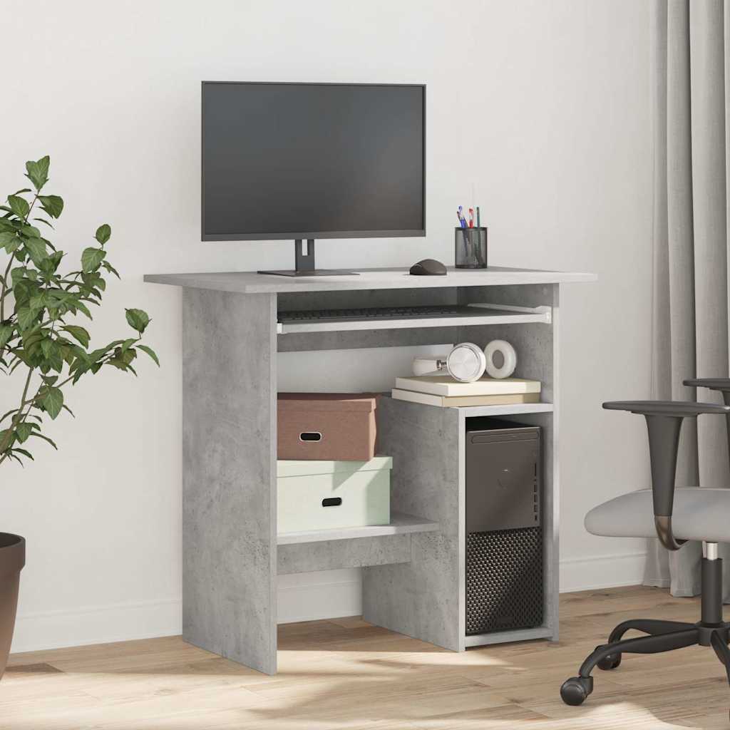 Bureau Gris béton 80x45x74 cm Bois d’ingénierie
