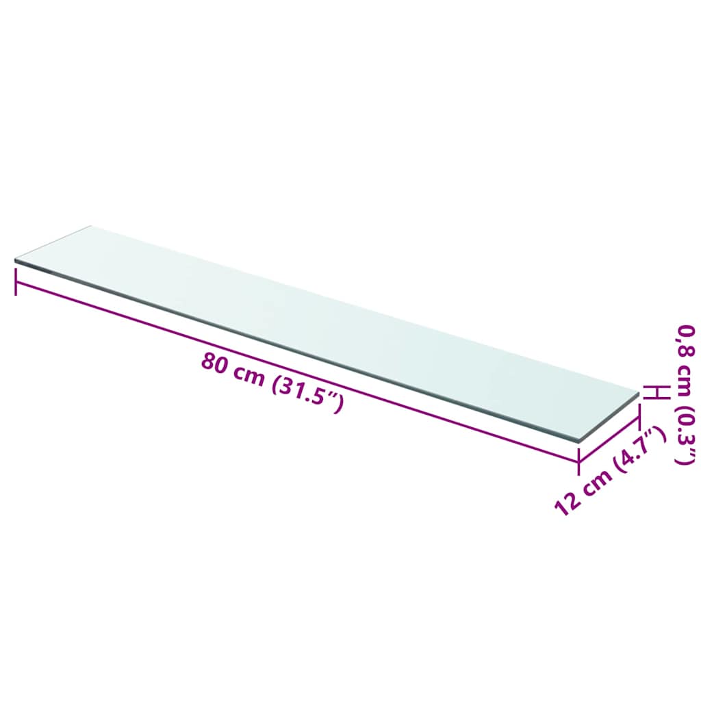 Panneaux d'étagère 2 pcs Verre Transparent 80 x 12 cm - XIOS