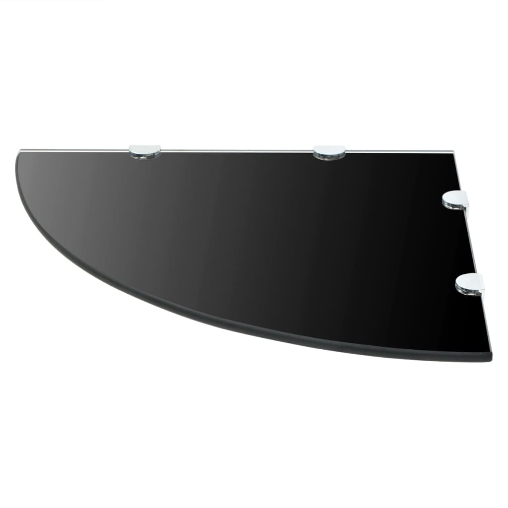 Étagères d'angle 2 pcs et supports chromés Verre Noir 45x45 cm - XIOS