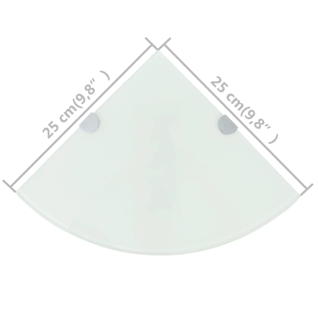 Étagères d'angle 2 pcs et supports chromés Verre Blanc 25x25 cm - XIOS