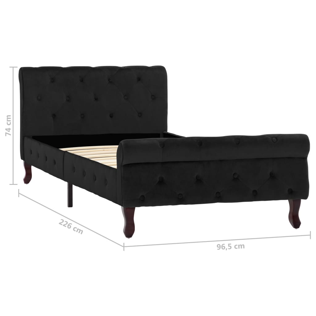 Cadre de lit sans matelas noir velours 90x200 cm - XIOS