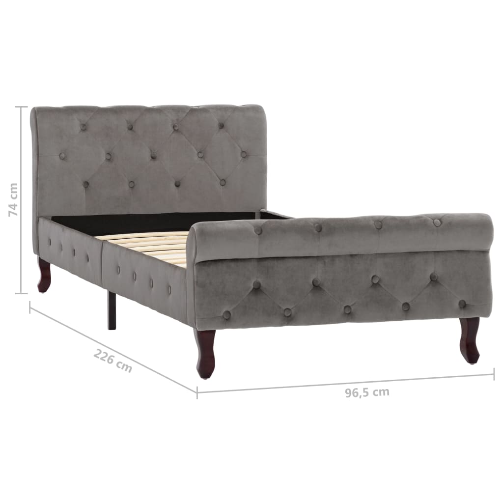 Cadre de lit sans matelas Gris Velours 90x200 cm - XIOS