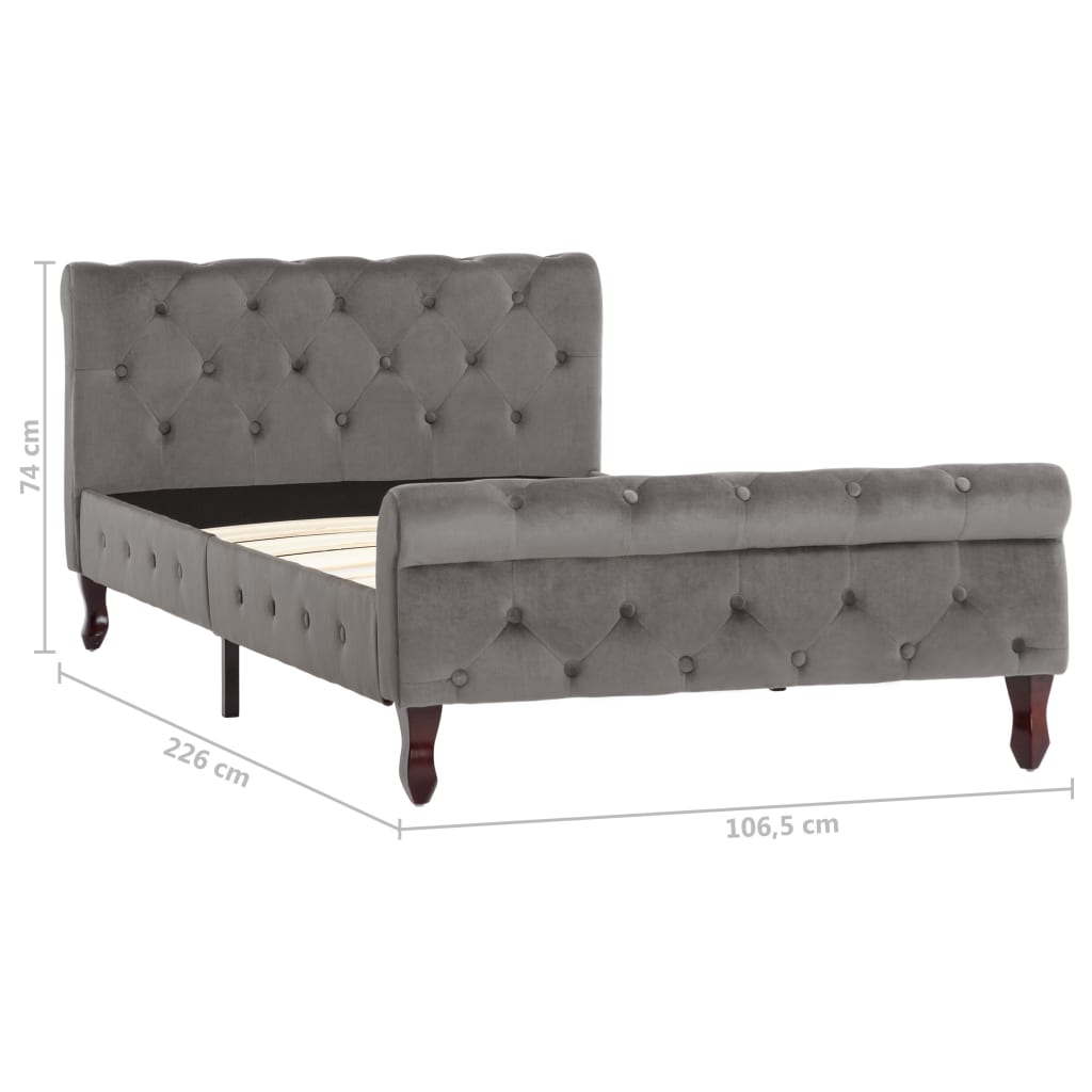 Cadre de lit sans matelas gris velours 100x200 cm - XIOS