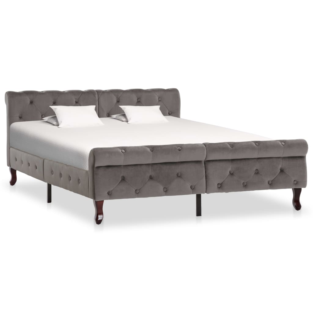 Cadre de lit sans matelas gris velours 140x200 cm - XIOS