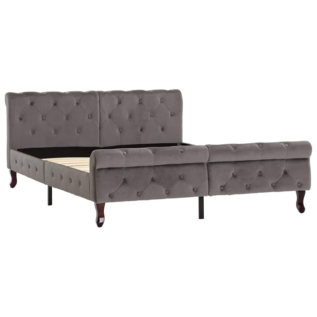 Cadre de lit sans matelas gris velours 140x200 cm