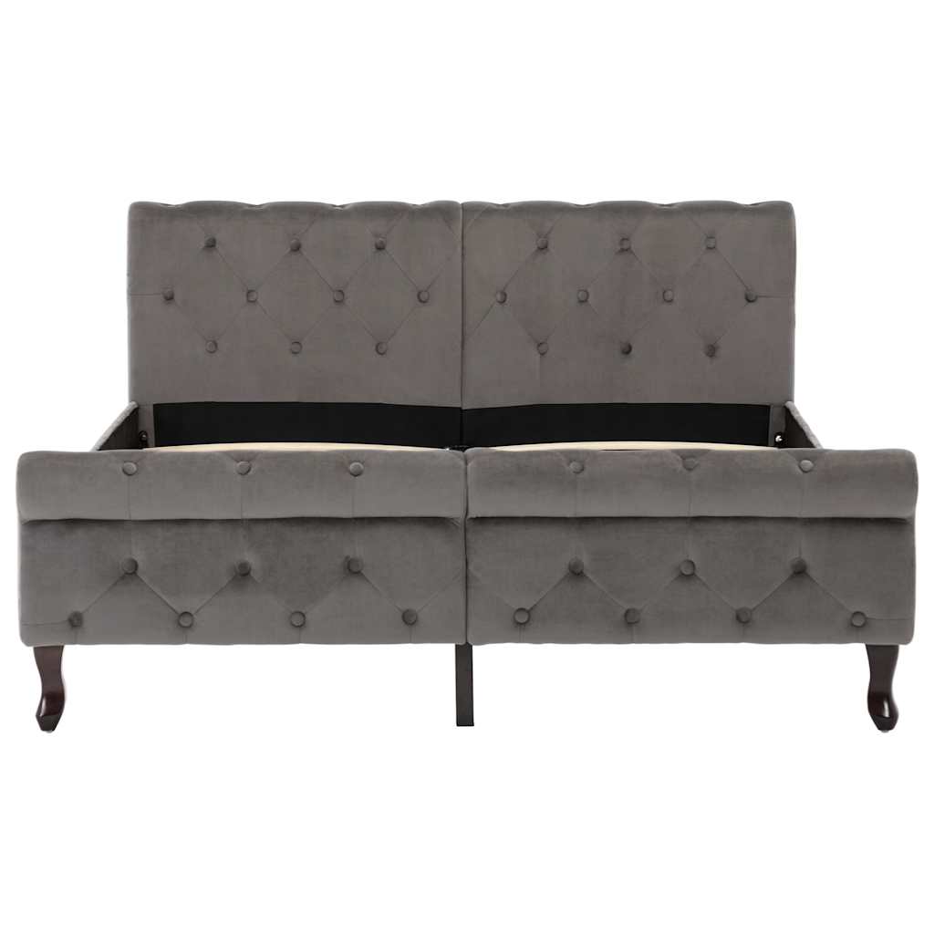 Cadre de lit sans matelas gris velours 140x200 cm