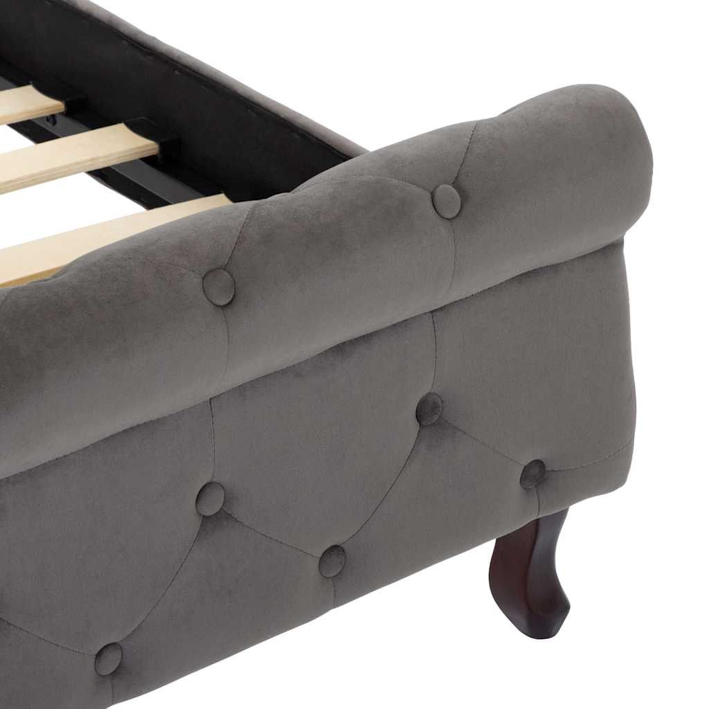 Cadre de lit sans matelas gris velours 140x200 cm