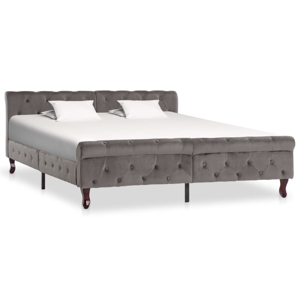 Cadre de lit sans matelas gris velours 160x200 cm - XIOS