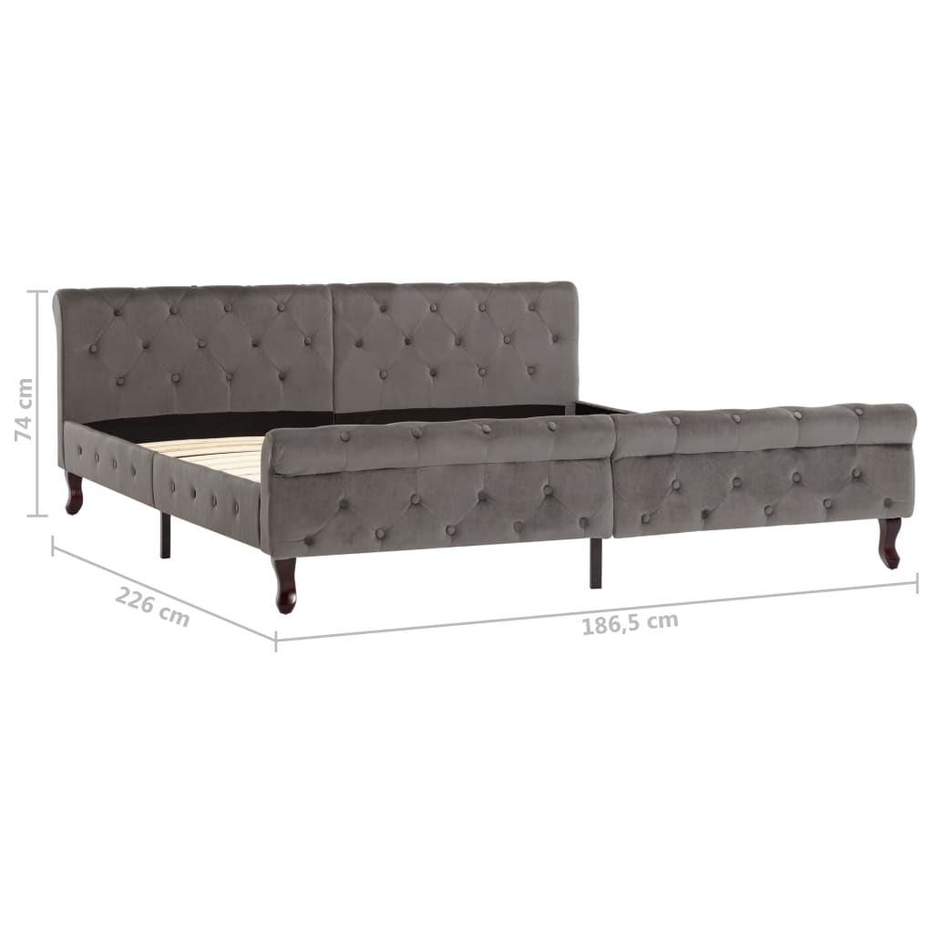 Cadre de lit sans matelas gris velours 180x200 cm - XIOS
