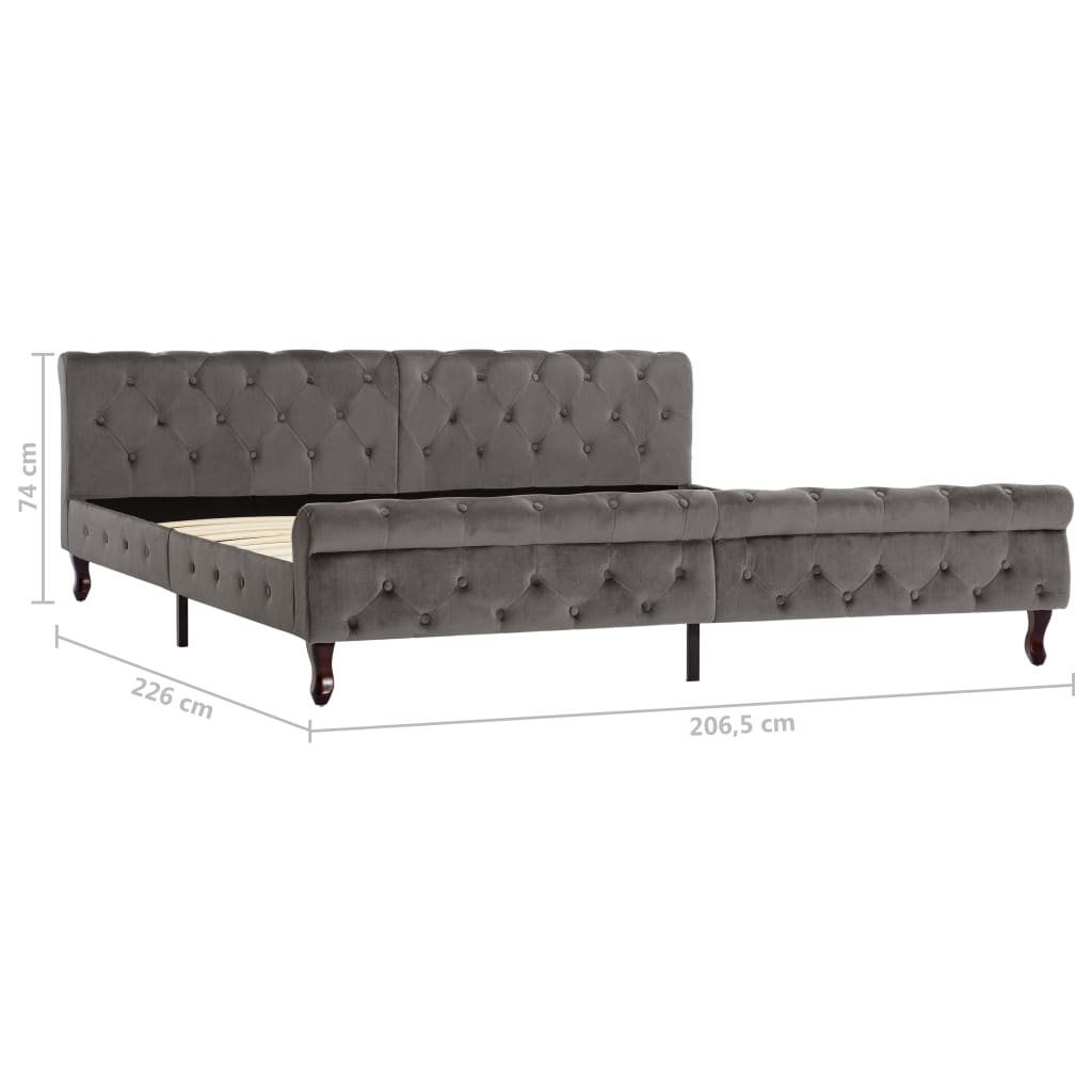 Cadre de lit sans matelas gris velours 200x200 cm - XIOS