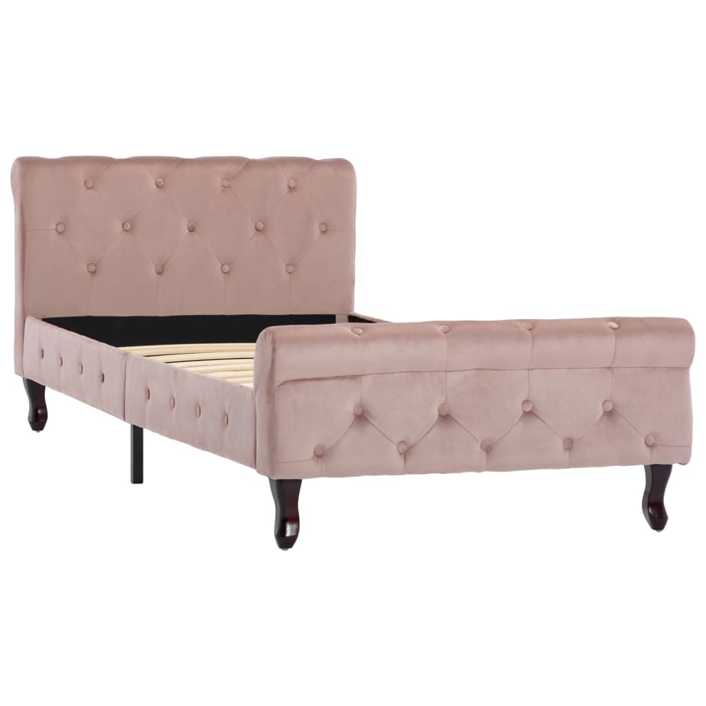 Cadre de lit sans matelas Rose Velours 90x200 cm - XIOS