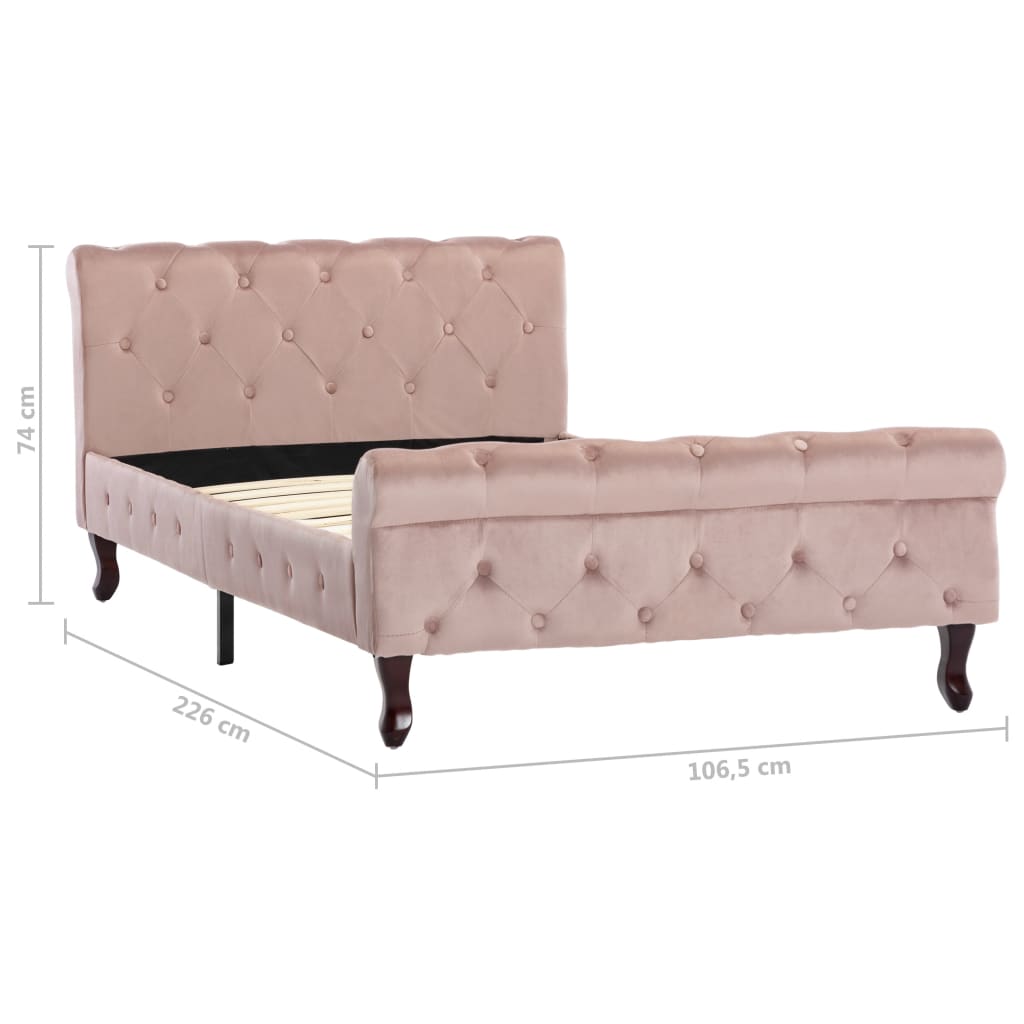 Cadre de lit sans matelas Rose Velours 100x200 cm - XIOS
