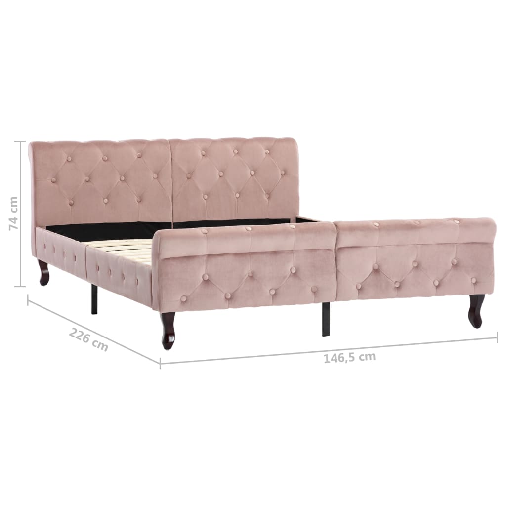 Cadre de lit sans matelas Rose Velours 140x200 cm - XIOS