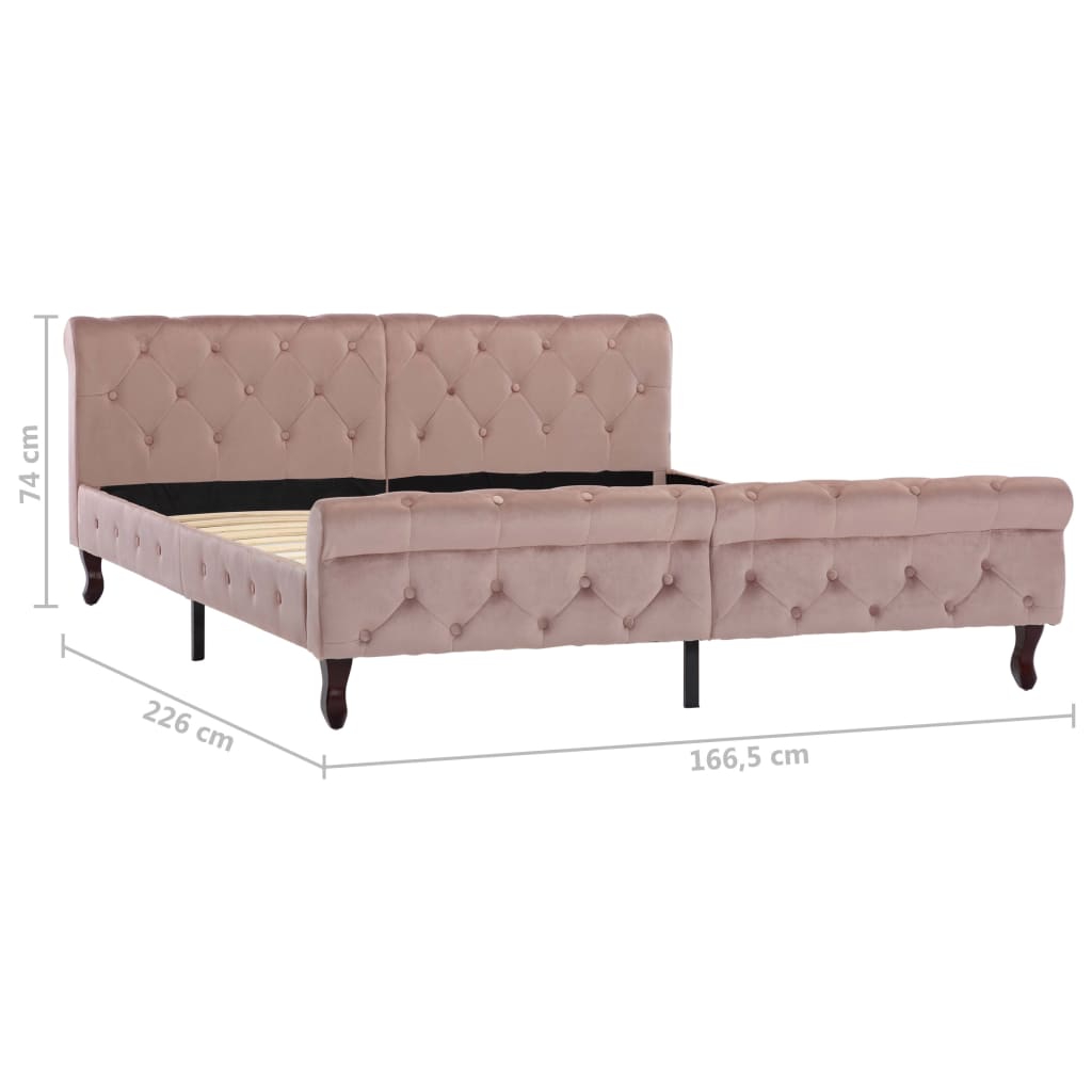Cadre de lit sans matelas Rose Velours 160x200 cm - XIOS
