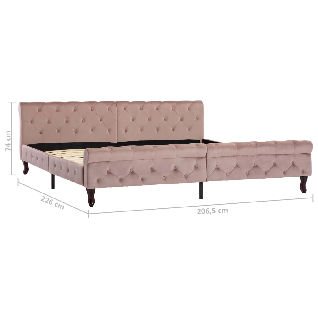 Cadre de lit sans matelas rose velours 200x200 cm - XIOS