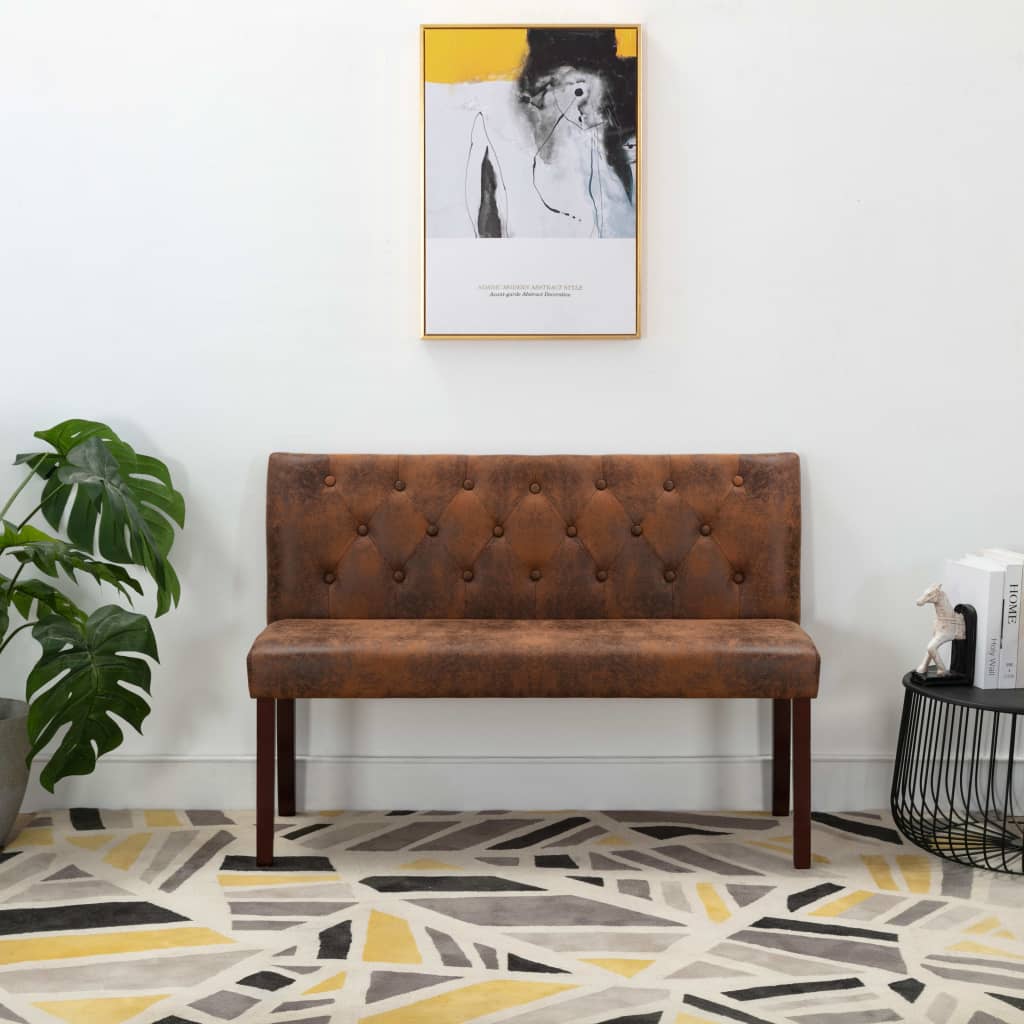 Banc 120 cm Marron Similicuir daim - XIOS