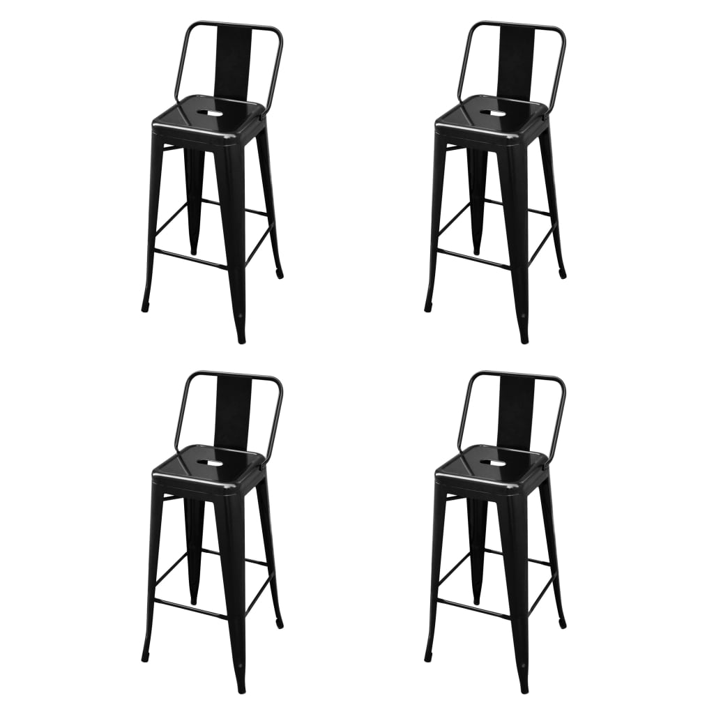 Tabourets de bar lot de 4 noir acier - XIOS