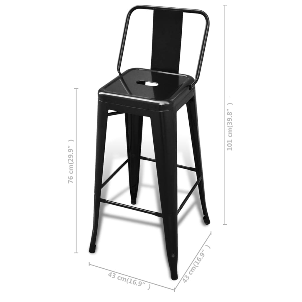 Tabourets de bar lot de 4 noir acier - XIOS