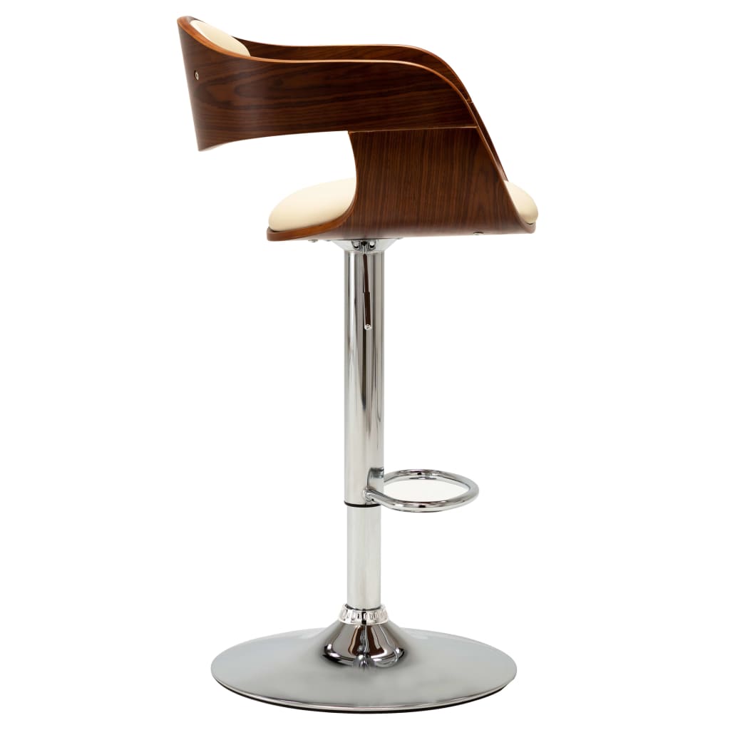 Chaises de bar lot de 2 crème bois courbé et similicuir - XIOS