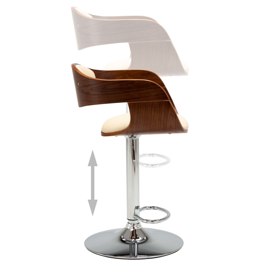 Chaises de bar lot de 2 crème bois courbé et similicuir - XIOS