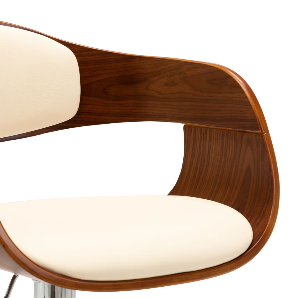 Chaises de bar lot de 2 crème bois courbé et similicuir - XIOS