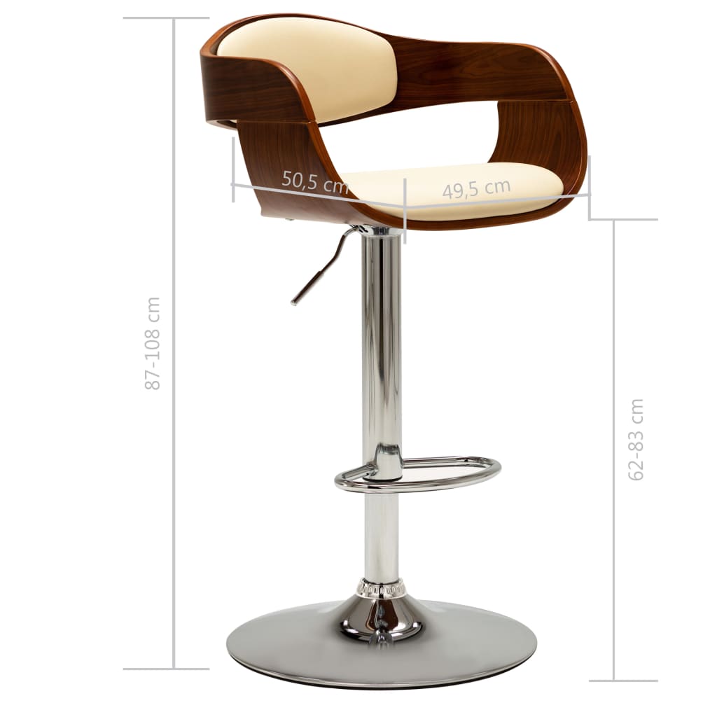 Chaises de bar lot de 2 crème bois courbé et similicuir - XIOS