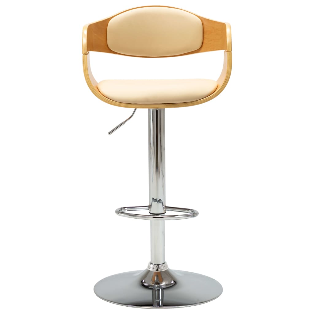 Chaises de bar lot de 2 crème bois courbé et similicuir - XIOS