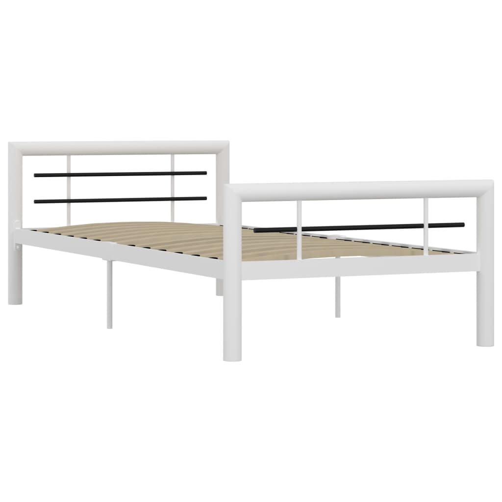 Cadre de lit sans matelas blanc et noir métal 100x200 cm - XIOS