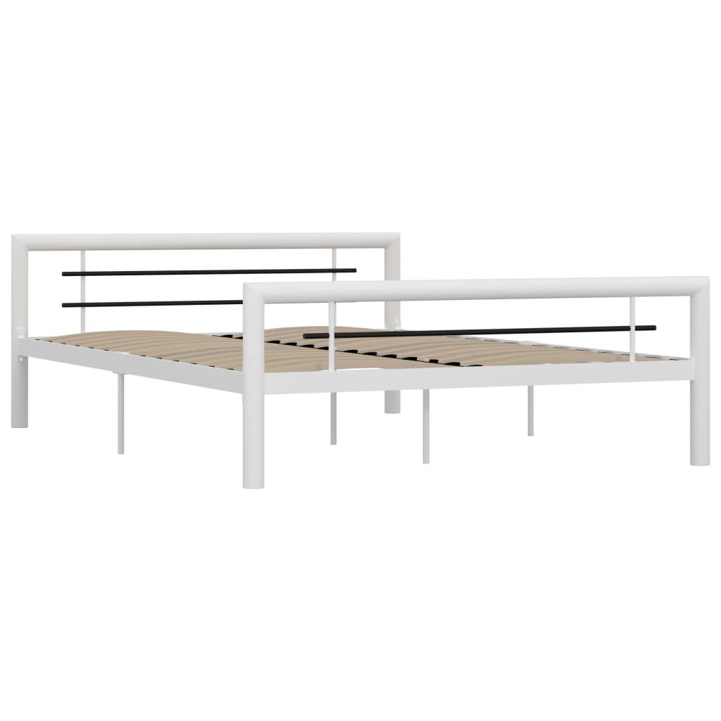 Cadre de lit sans matelas blanc et noir métal 120x200 cm - XIOS