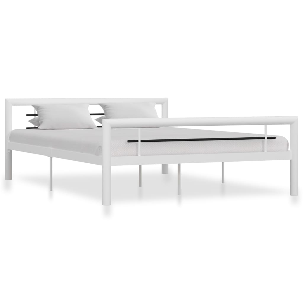 Cadre de lit sans matelas blanc et noir métal 160x200 cm - XIOS