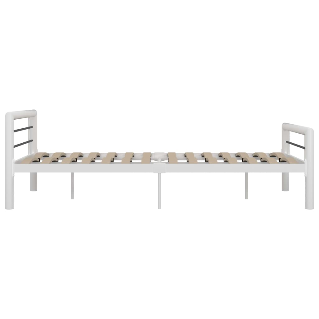 Cadre de lit sans matelas blanc et noir métal 160x200 cm - XIOS
