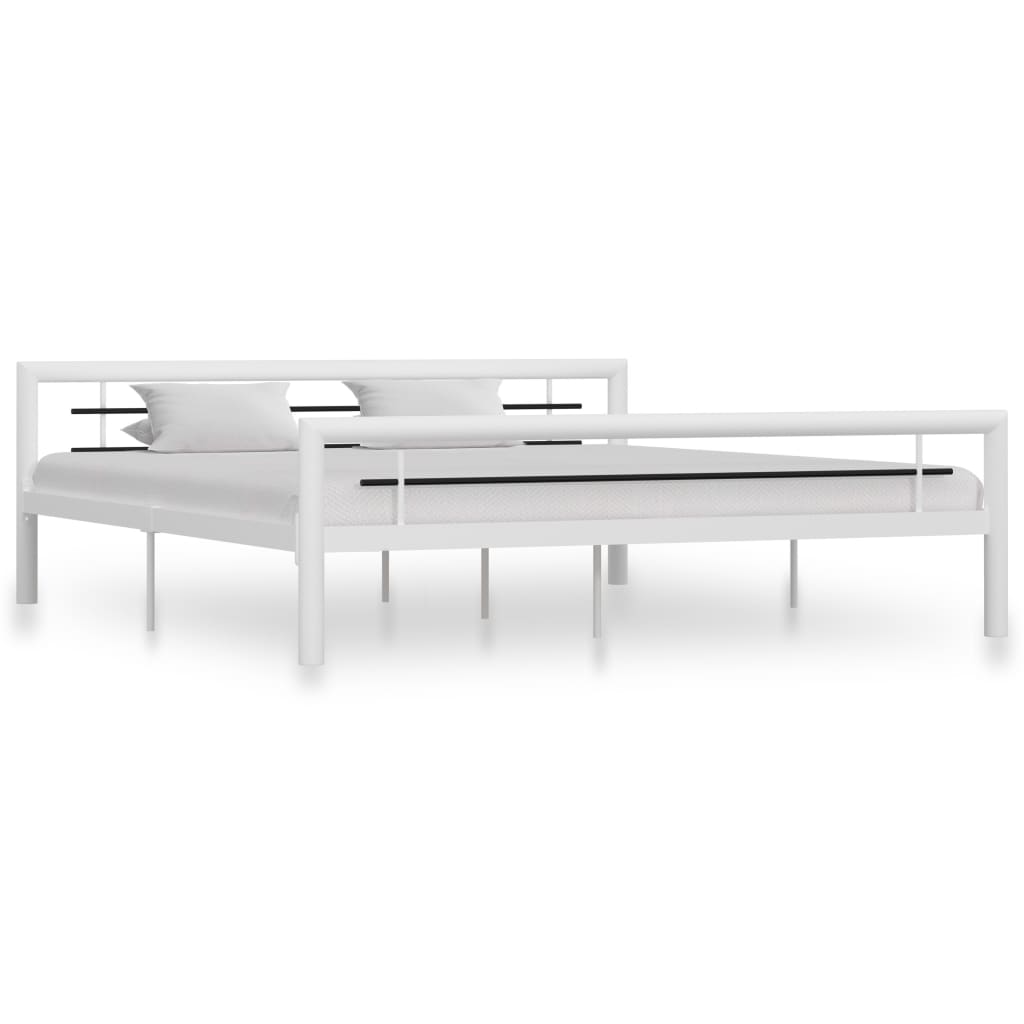 Cadre de lit sans matelas blanc et noir métal 180x200 cm - XIOS