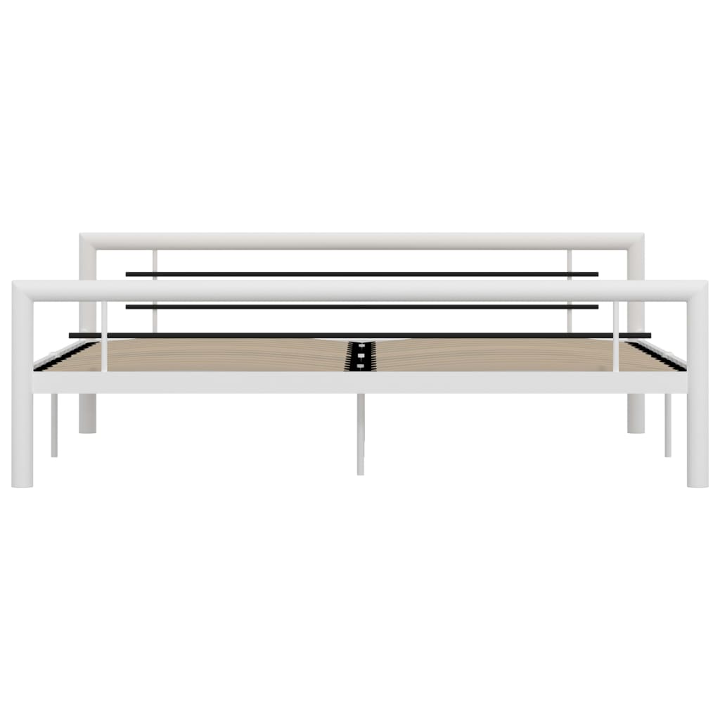 Cadre de lit sans matelas blanc et noir métal 180x200 cm - XIOS